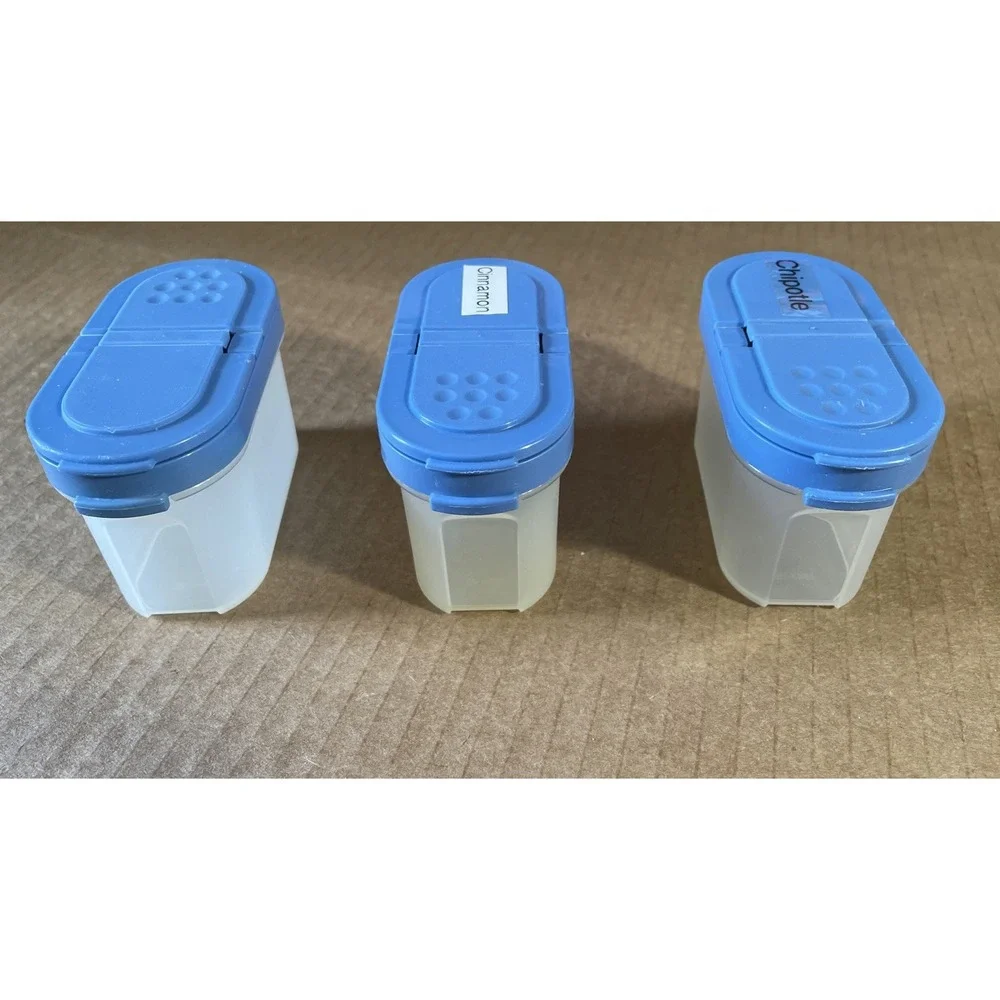 3 Tupperware #1843 Modular Mates Spice Shaker Container Small Blue‎